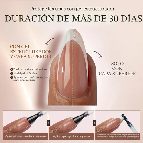 Vista 4 de btartboxnails - Uñas de punta francesa XCOATTIPS, 150 uñas largas cuadradas de punta francesa marrón a presión, uñas de gel con punta francesa