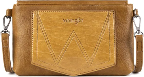 Vista 3 de Wrangler - Bolso de cuero genuino con flecos para mujer, color turquesa occidental
