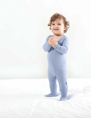 Vista 4 de RRP Pijama unisex de rayón de bambú para bebé, pijama suave para dormir, cierre de cremallera de 2 vías, 0-18 meses