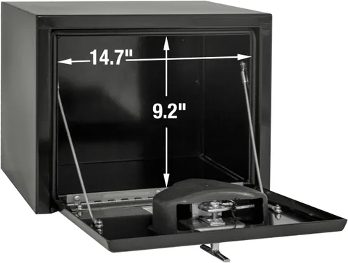 Vista 7 de Buyers Products 1703349 - Caja de acero negro para debajo de la carrocería con pestillo de mango en T, 14 x 12 x 18 pulgadas, caja de herramientas