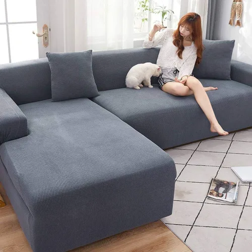 Vista 19 de IMYOGI Fundas de sofá de alta elasticidad para sofá de 5 plazas, funda en forma de L, fácil ajuste elástico, tela elástica, funda protectora de Negro