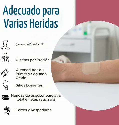 Vista 6 de Dynarex Dürma+ DynaDerm Apósito hidrocoloide - Parche estéril con bordes para heridas - Resistente al agua - Protección flexible - Delgado - 2" x 2