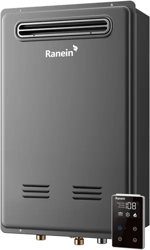 Vista 13 de Ranein Calentador de agua sin tanque de gas natural, panel de vidrio, hasta 3.17 GPM, 78,500 BTU, calentador de agua interior bajo demanda