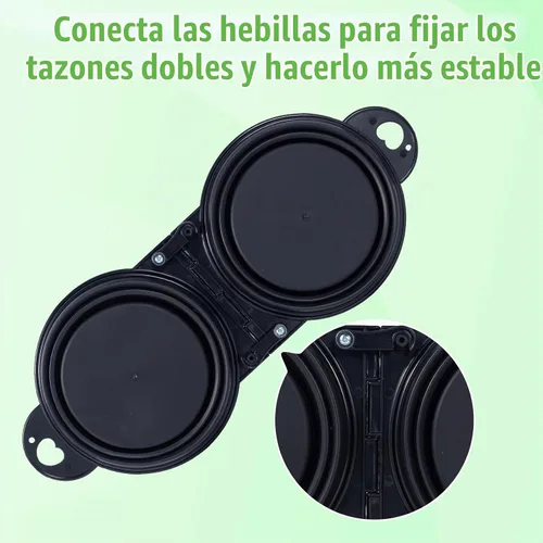 Vista 3 de SLSON Cuencos Dobles Plegables para Perros con Borde Reforzado de 180 Grados, Cuenco Doblado con Clips de Bloqueo, Más Estables, Cuencos de Viaje