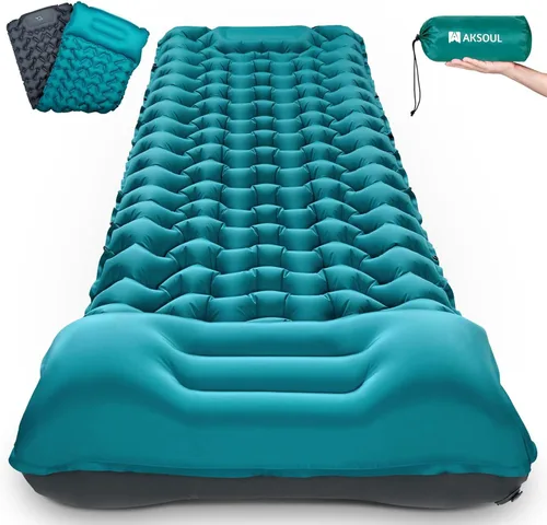 Vista 8 de Almohadilla de dormir de camping AKSOUL: Colchón de aire autoinflable ultraligero y compacto, almohadilla inflable ligera conectable con bomba