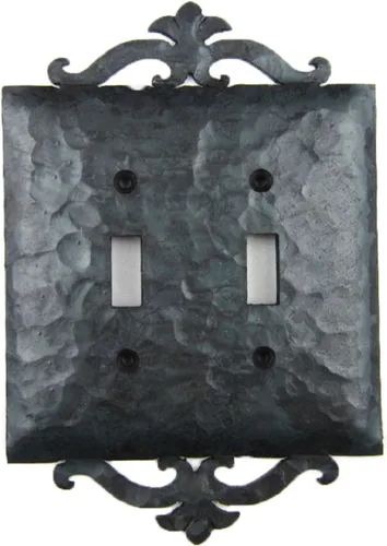 Vista 3 de Cubierta de placa de interruptor de palanca doble de hierro forjado EPH24 (negro)