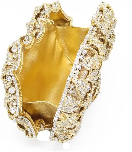 Vista 7 de Boutique De FGG Bolsas de noche de cristal de flores deslumbrantes para mujer formal boda fiesta cóctel bolso de mano