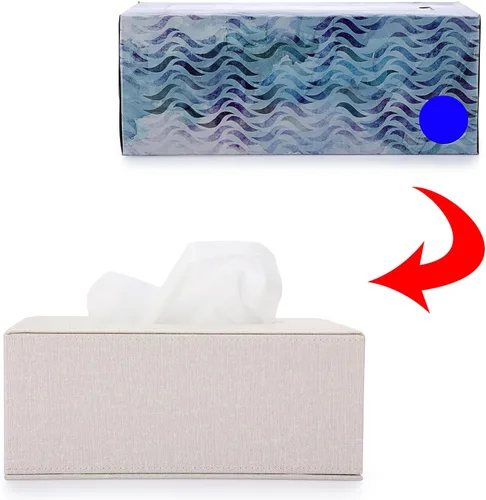 Vista 7 de Sumnacon Tissue Box Cover Rectangle Linen Tissue Box,Stylish Tissue Box Holder with Magnetic Bottom,Decorative Tissue Cover for Bathroom Toilet Beige