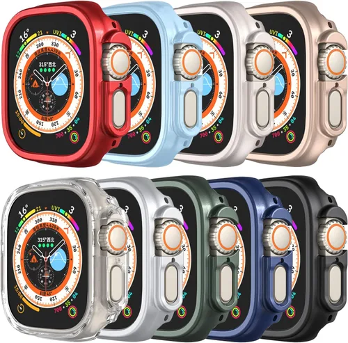 Vista 17 de Funda rígida de policarbonato compatible con Apple Watch Ultra 3/2/1 de 1.732 pulgadas, resistente a impactos, a prueba de golpes, con borde
