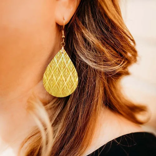 Vista 70 de Dangle Earrings for Women Colorful Dangling Drop Statement Jewelry Printed MDF Wood Teardrop Double Side Print Handmade by The Painted Pug