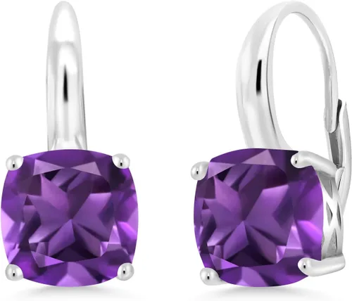 Vista 5 de Gem Stone King Aretes colgantes de plata de ley 925 de 0.315 in con piedra natal con piedra natal para mujer, joyería fina para su madre y esposa
