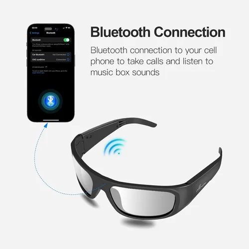 Vista 3 de OhO sunshine Lentes inteligentes, lentes de sol polarizados con altavoz Bluetooth, protección UV atlética/exterior y control de voz