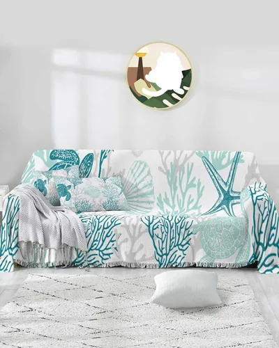 Vista 12 de Fundas de sofá de color azul y gris costero coral para perros, funda lavable para sofá, fundas individuales para sillón, fundas individuales