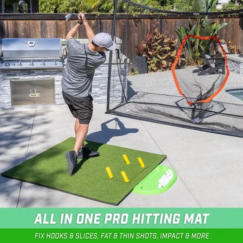 Vista 2 de GoSports Tapete de práctica de golf de 5 pies x 4 pies PRO, incluye 5 inserciones intercambiables para la instrucción definitiva en casa
