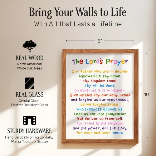Vista 7 de Arte de pared con texto en inglés "Lords Prayer Framed", decoración religiosa de las Escrituras para la iglesia, aula de escuela dominical