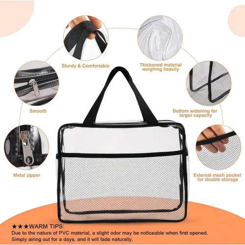 Vista 3 de XEWEA Bolsas de Aseo Transparentes de Viaje, Paquete de 3 Bolsas de Maquillaje Transparentes Aprobadas por TSA para Hombres y Mujeres, Kit