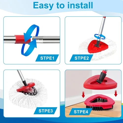 Vista 6 de Cabezal de trapeador giratorio y cepillo de repuesto para O Cedar EasyWring 1 tanque, color blanco 4 Microfiber Mop Refills, 1 Scrub Brush, 1