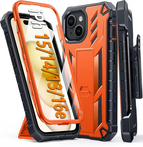Vista 11 de FNTCASE Funda para iPhone 15: funda para iPhone 13, 14 y 16e, de grado militar, protección rígida a prueba de golpes, funda protectora rígida