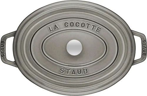 Vista 4 de Staub Hierro fundido Ovalado Cocotte de 1 cuarto - Gris grafito, fabricado en Francia