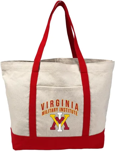 Vista 411 de Campus Lab Bolsa de lona con logotipo primario colegiado con bolsillo externo, bolsa de hombro reutilizable para ir de compras, playa Águilas A&m