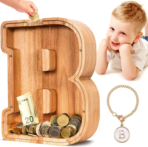 Vista 81 de SummiDate Alcancía de madera de letra para niños y niñas, Alfabeto, personalizada, regalo de cumpleaños y pascua para niños (A)