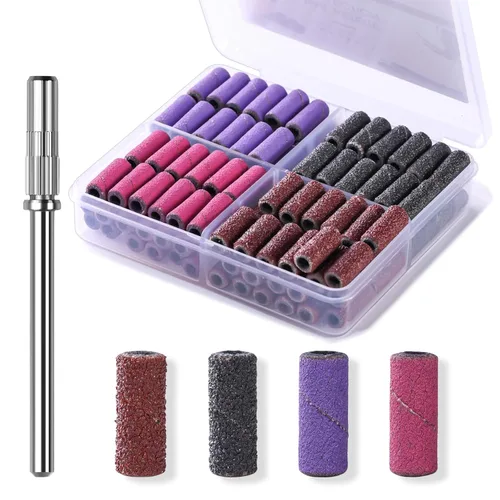 Vista 12 de Makartt - Puntas de taladro para uñas y bandas de lijado para taladro de uñas, 100 piezas de 4 colores de grano grueso y fino 80/120/180/240