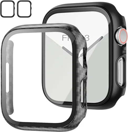 Vista 16 de JZK - 2 fundas con protector de pantalla de vidrio templado para Apple Watch Series 3/2/1 de 38 mm, ultradelgadas, de cobertura completa Negro/Negro
