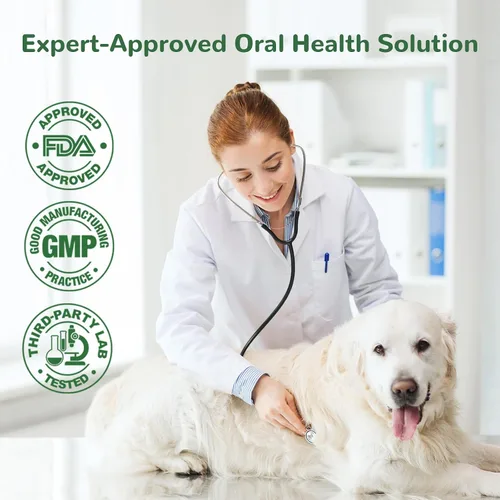 Vista 5 de Polvo para limpieza dental de perros, polvo dental para perros para eliminar el sarro y quitar la placa, aliento fresco para perros con mezcla
