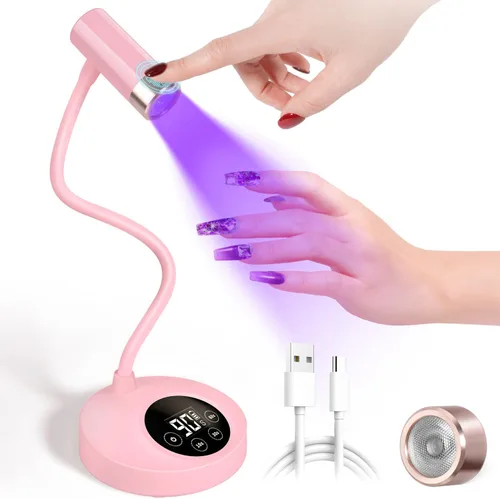 Vista 11 de AORAEM - Lámpara de uñas UV, cuello de cisne, mini luz UV para uñas de gel