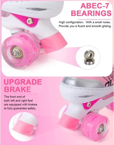 Vista 3 de Patines en línea ajustables para niñas y mujeres, todas las 8 ruedas de los patines de niña brillan, iluminación segura y divertida para niños