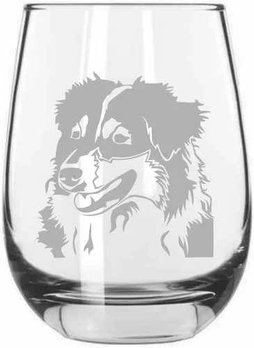 Vista 188 de Shar Pei (chino) - Vaso de vino sin tallo grabado para perro, 15.25 onzas