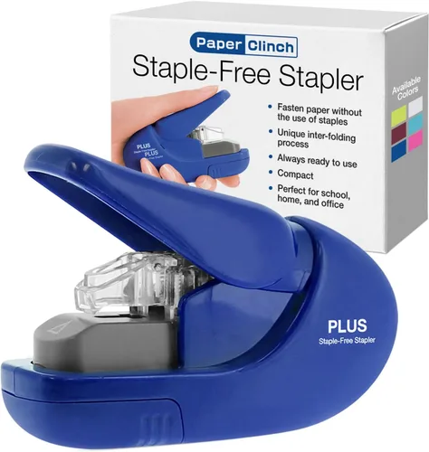 Vista 12 de Plus Paper Clinch - Engrapadora compacta sin grapas, color azul turquesa