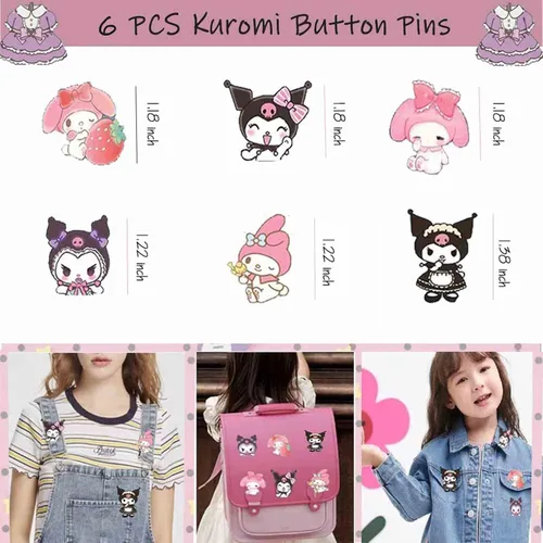 Vista 4 de Herstar Kuromi and My Melody - Juego de regalo de dibujos animados, incluye 1 bolsa con cordón, 1 llavero, 2 collares, 1 bolsa de bolso, 50
