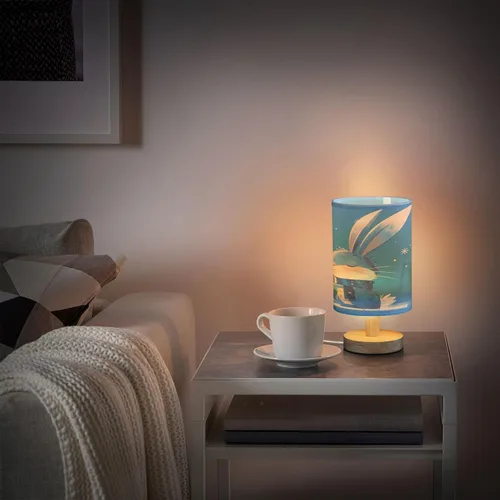 Vista 6 de FRODOTGV Retro Bunny Drinking Coffee Bedroom Lamp Travel Night Light with USB Port for Kids Bedroom