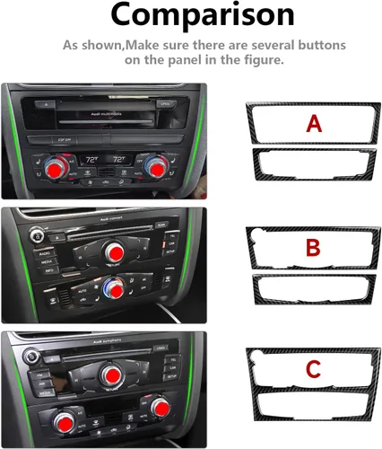 Vista 3 de Adhesivos para panel de CD de aire acondicionado para Audi A4 A5 S4 S5 RS4 RS5 Q5 accesorios de fibra de carbono interior pegatinas, estilo B