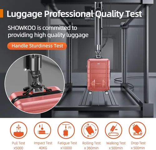 Vista 7 de SHOWKOO Sets de equipaje, maleta ampliable con doble ruedas, bloqueo TSA, 3pcs, Rose gold