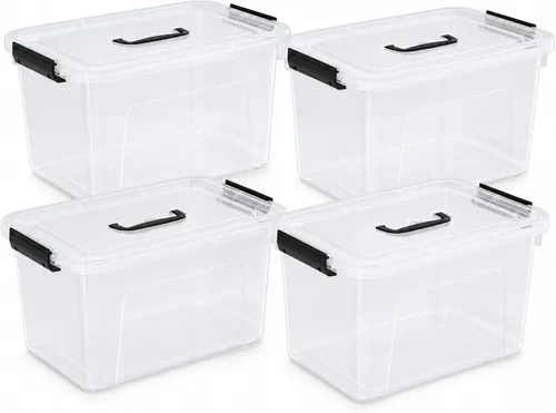 Vista 9 de Contenedores de almacenamiento de plástico de 10.5 L con tapas y asas, paquete de 4