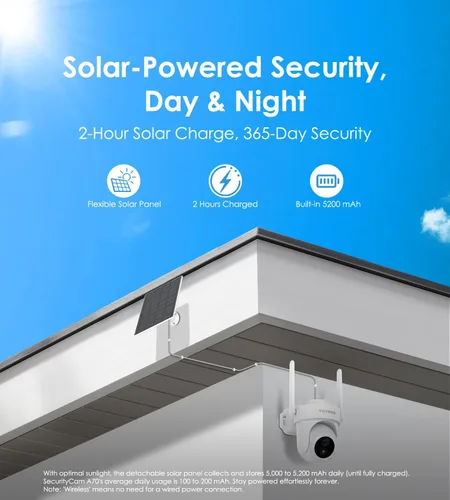 Vista 5 de 4K Security Cameras Wireless Outdoor, No Subscription, Works in -14°F Cold [2026 NEW] Solar-Powered Home Security Camera System with 360° Auto