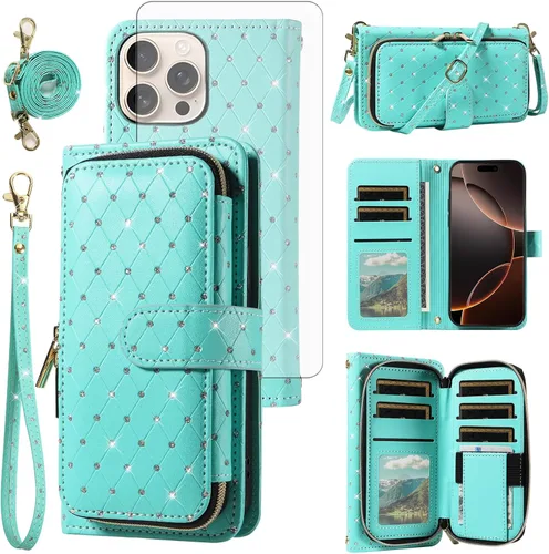 Vista 133 de Funda para teléfono iPhone 6 6S con cremallera y protector de pantalla con protector de pantalla, correa de cordón cruzado, ranura para iPhone 6 Six
