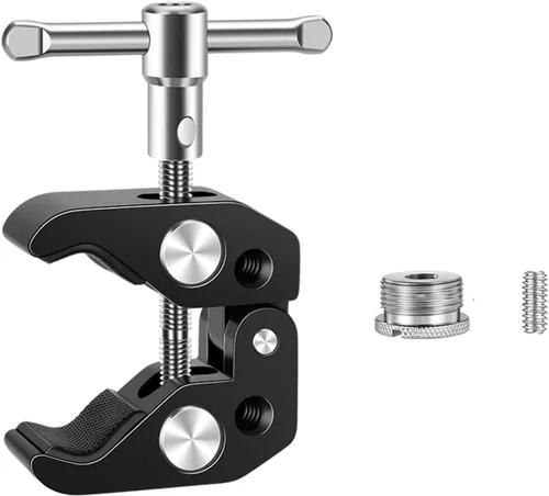 Vista 2 de Clip de micrófono con abrazadera de micrófono con tornillo de micrófono de 5/8 pulgadas, compatible con micrófono, soporte de micrófono y accesorios