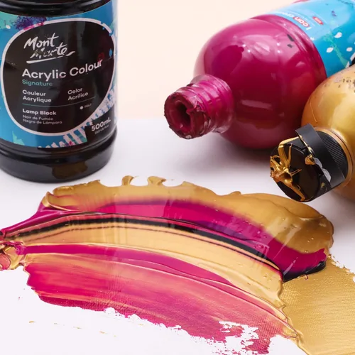 Vista 2 de Mont Marte Juego de pintura acrílica dorada de 16.9 oz (16.9 fl oz), perfecto para lienzo, madera, tela, cuero, cartón, papel, MDF y manualidades