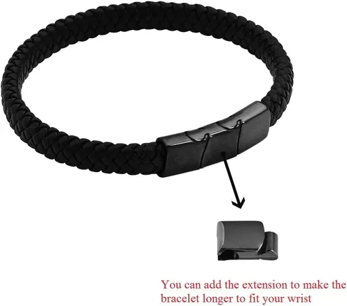 Vista 5 de Geoffrey Beene - Pulsera trenzada de cuero auténtico para hombre, con cierre de acero inoxidable