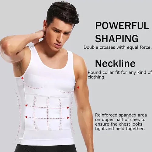 Vista 3 de SHAPERLUV - Camiseta sin mangas para hombre, camiseta moldeadora de cuerpo Shaperluv, para hombre, moldeador de cuerpo abdominal, camiseta sin