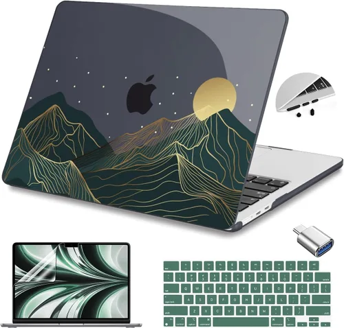 Vista 35 de Teryeefi Funda rígida para MacBook Air M3, M2, M4, MacBook Air de 13 pulgadas 2025, 2024, 2023, 2022, versión A3240, A3113, A2681, carcasa rígida