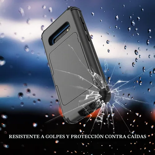 Vista 6 de WeLoveCase Funda tipo cartera para Galaxy S10 Defender con espejo oculto, tres capas a prueba de golpes, protección resistente, funda protectora