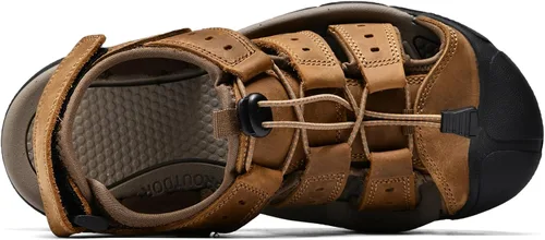 Vista 4 de proutdor Sandalias atléticas de cuero con punta cerrada para hombre, zapatos de agua para senderismo, suela de goma Durabrasion resistente