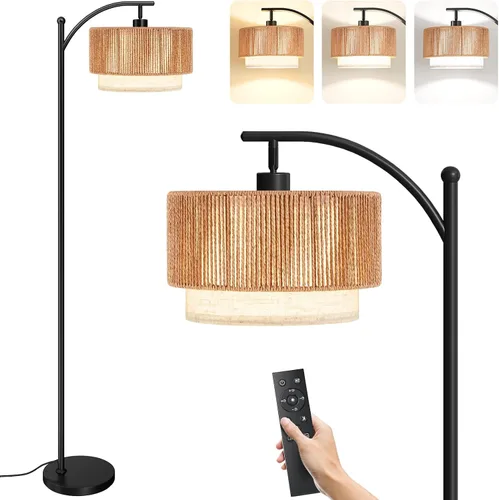 Vista 13 de Lámparas de pie SUNMORY para sala de estar con bombilla LED de 12W, lámpara de pie de arco con 3 temperaturas de color, lámparas de pie modernas