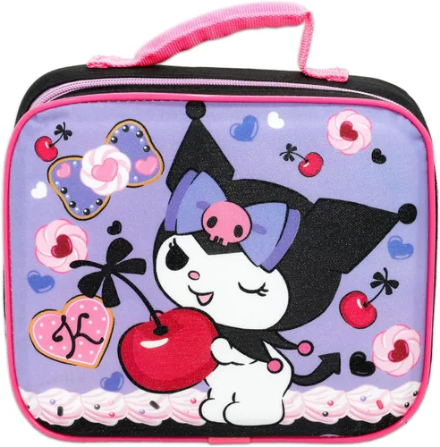 Vista 2 de Kuromi - Lonchera para niñas, juego para niños, paquete con bolsa de almuerzo Sanrio más calcomanías, botella de agua, más Lonchera Kuromi