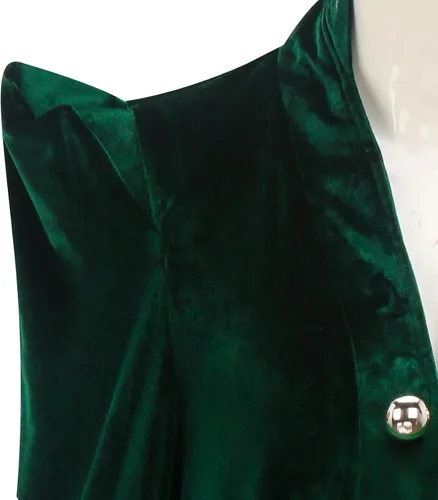 Vista 8 de CUSFULL Bata de bruja para mujer, capa de terciopelo verde, capa de maga, disfraz de hechicera, trajes de fiesta de Halloween