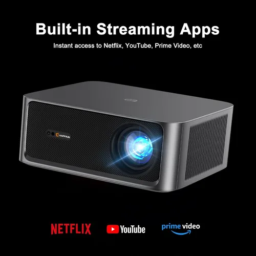 Vista 11 de HAPPRUN Proyector al Aire Libre de 2500 Lumens ANSI con Aplicaciones de Transmisión Integradas, Resolución de Decodificación 4K, Audio Dolby, WiFi 6